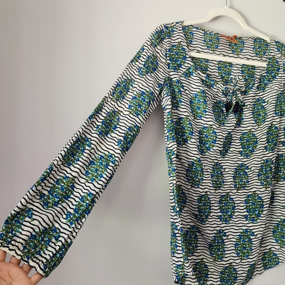 Tory Burch‎ Evaline Floral Voile Long Sleeve Blouse Size 2 - Picture 6 of 13